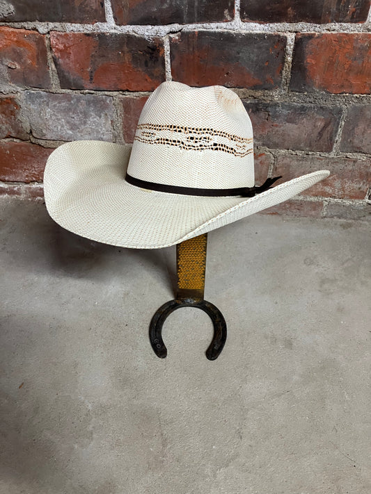 Youth- Twister Open Crown Tan Bangora 4" Brim